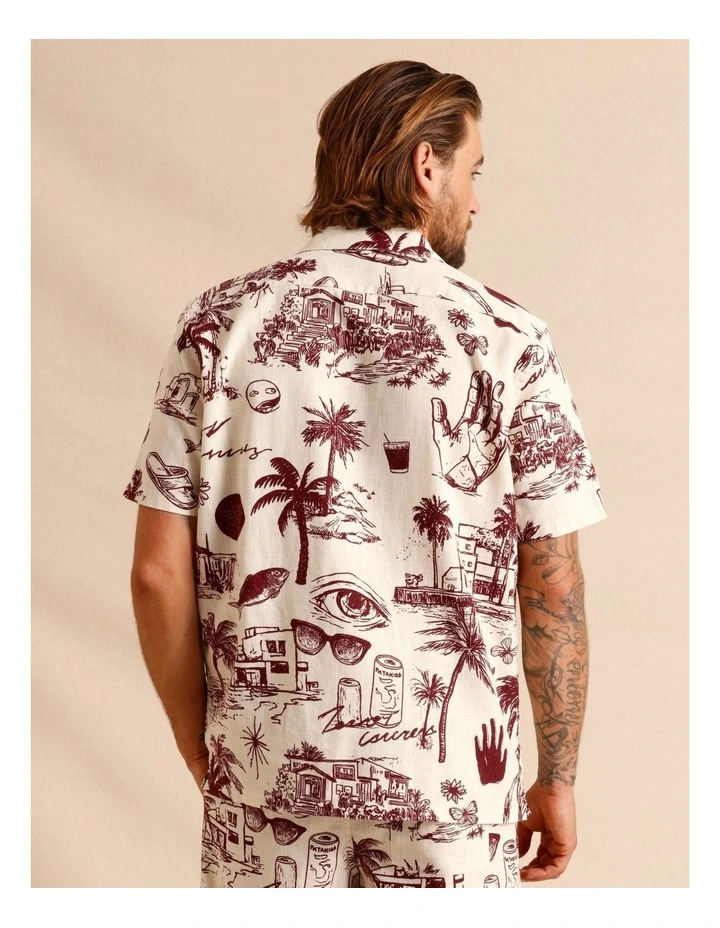 Vashti Print Short Sleeve Shirt in Cream image 6