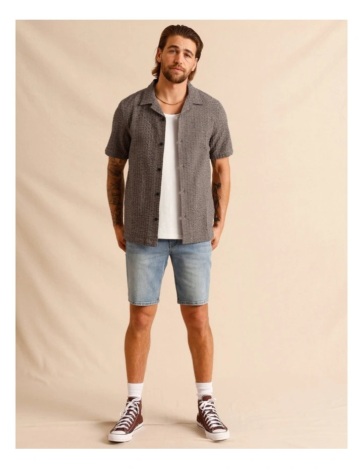 Calantha Seersucker Check Short Sleeve Shirt in Brown image 3