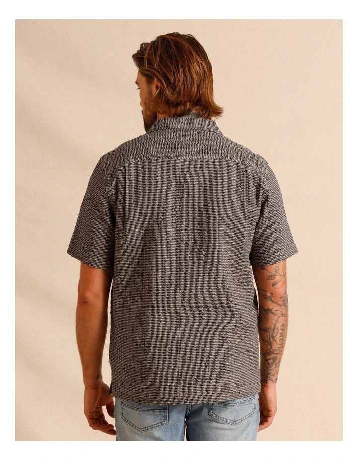 Calantha Seersucker Check Short Sleeve Shirt in Brown image 6