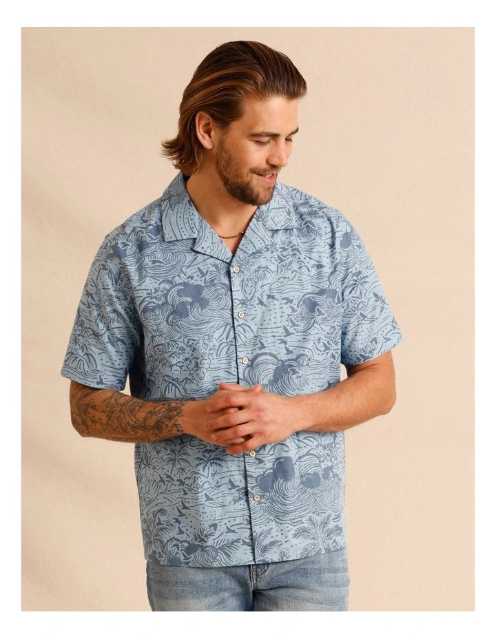 Osbert Print Denim Shirt in Denim image 1