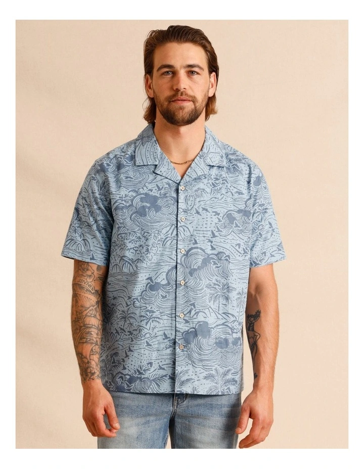 Osbert Print Denim Shirt in Denim image 3
