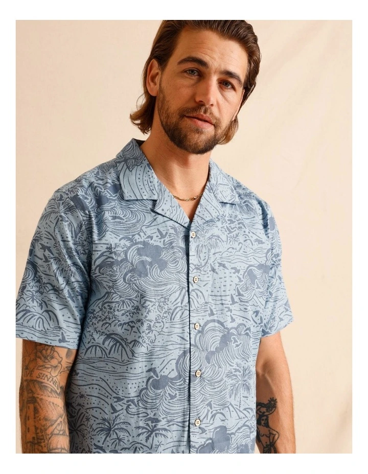Osbert Print Denim Shirt in Denim image 4