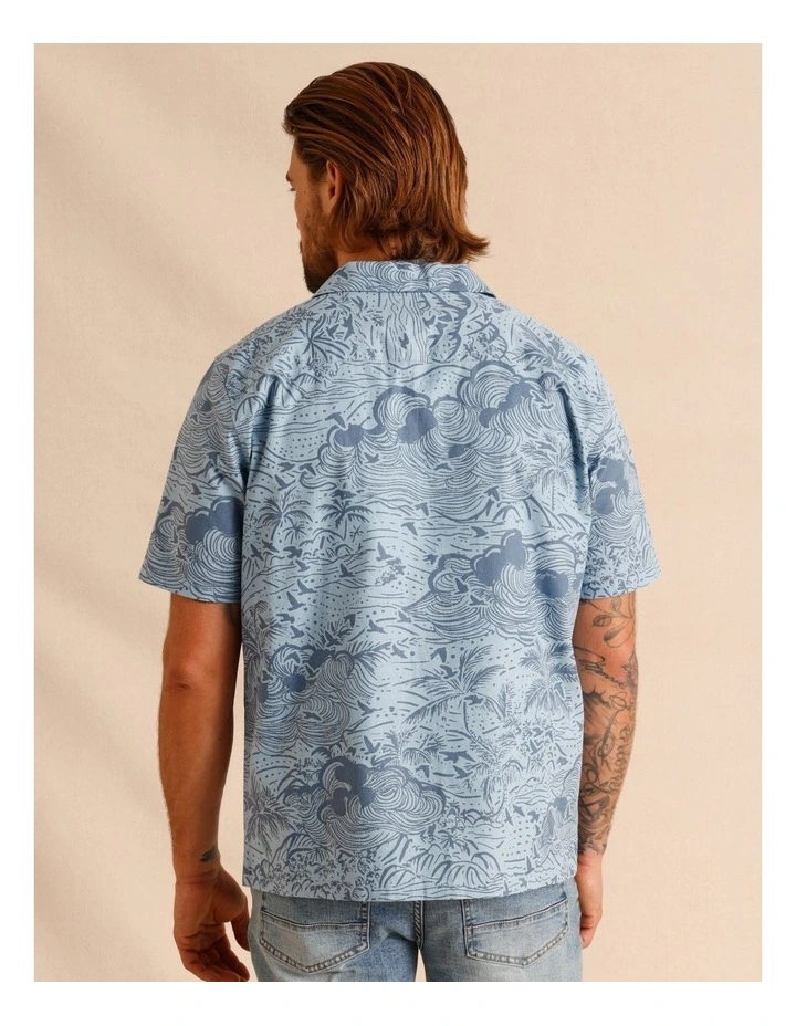 Osbert Print Denim Shirt in Denim image 5