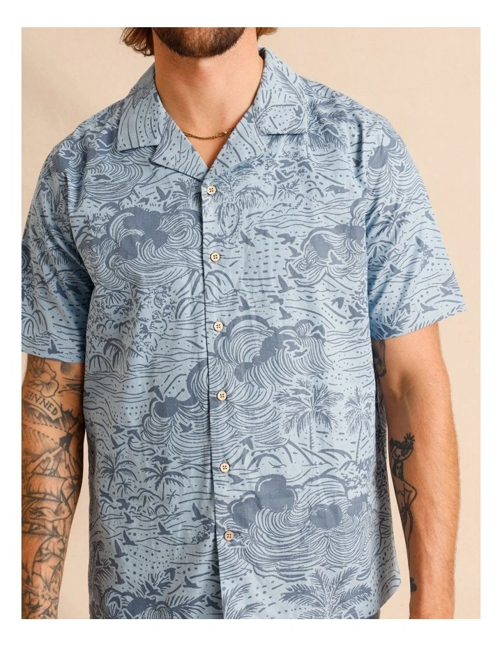 Osbert Print Denim Shirt in Denim image 6