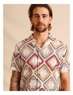 Akio Crochet Short Sleeve Shirt in Assorted