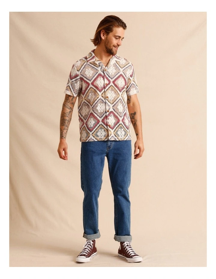Akio Crochet Short Sleeve Shirt in Assorted image 2