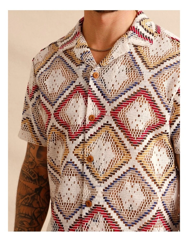 Akio Crochet Short Sleeve Shirt in Assorted image 4