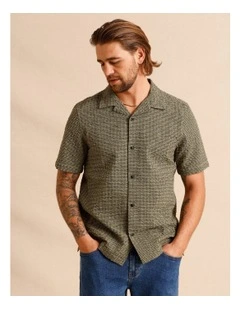 Calantha Seersucker Check Short Sleeve Shirt in Green
