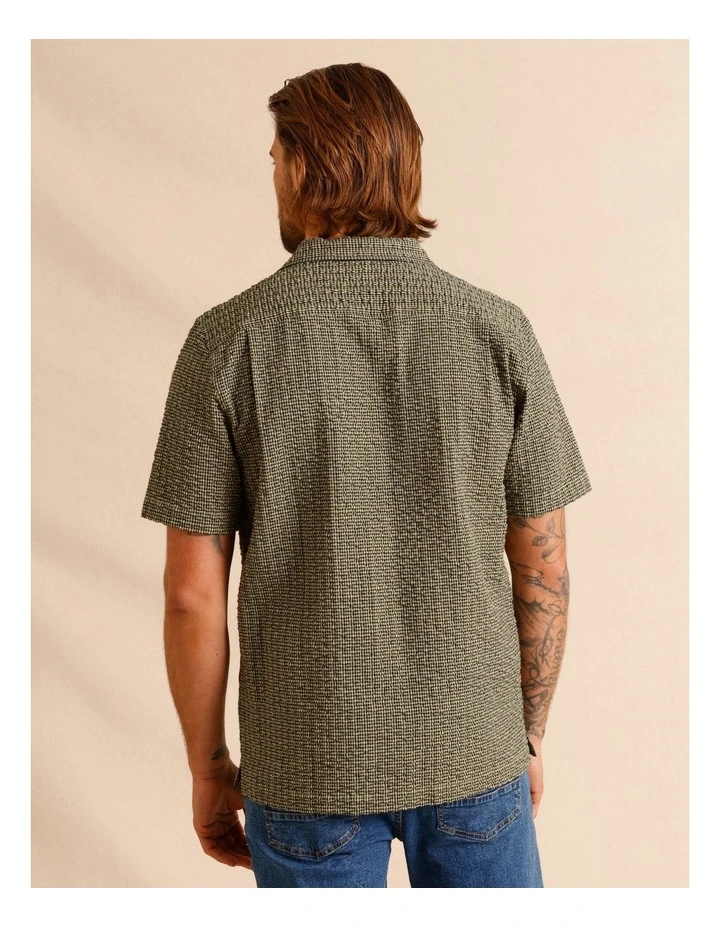 Calantha Seersucker Check Short Sleeve Shirt in Green image 4
