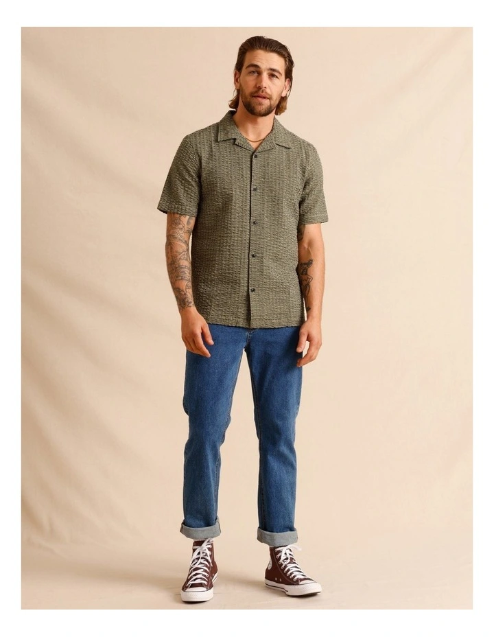 Calantha Seersucker Check Short Sleeve Shirt in Green image 5