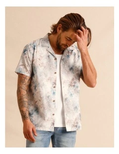 Haylee Printed Short Sleeve Shirt in Light Blue