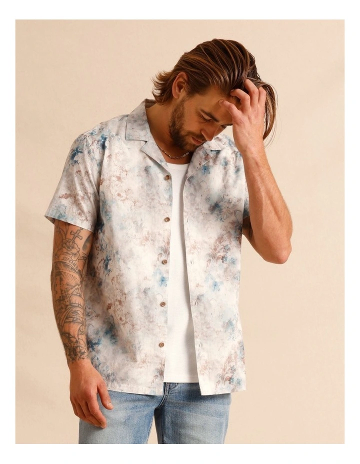 Haylee Printed Short Sleeve Shirt in Light Blue image 1