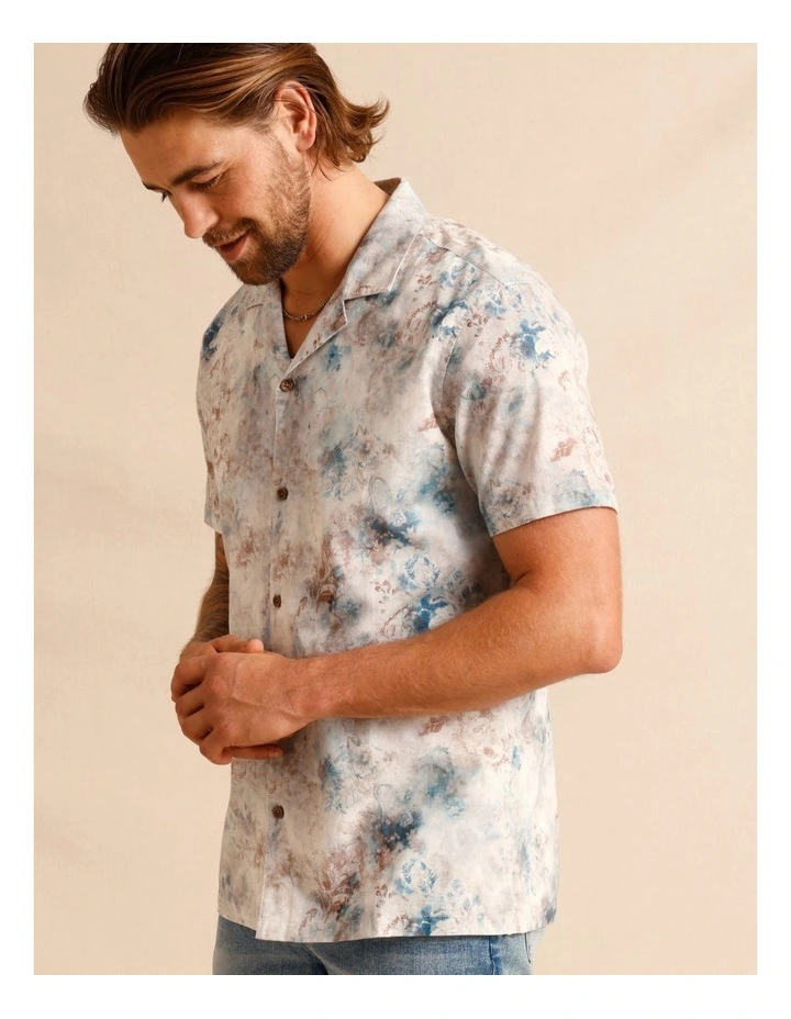Haylee Printed Short Sleeve Shirt in Light Blue image 4