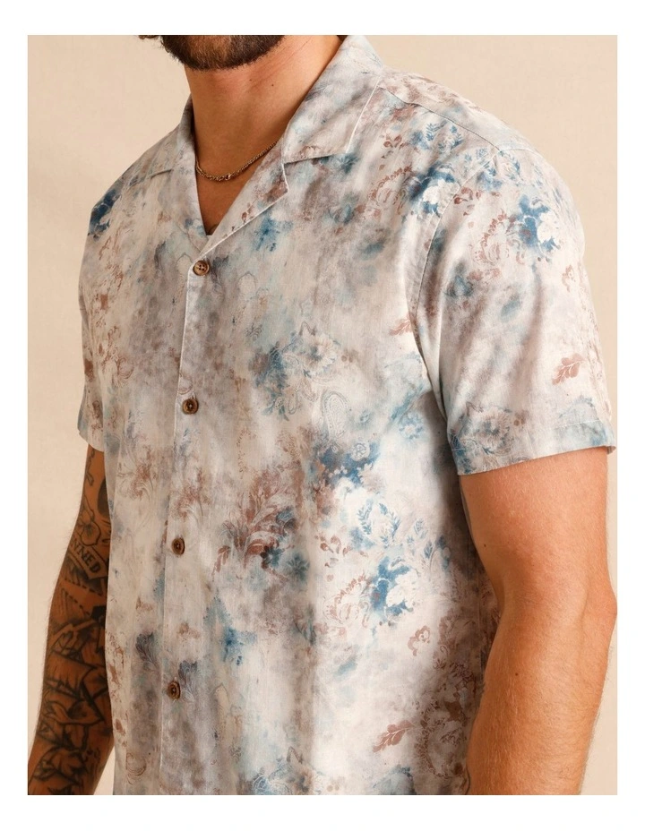 Haylee Printed Short Sleeve Shirt in Light Blue image 5