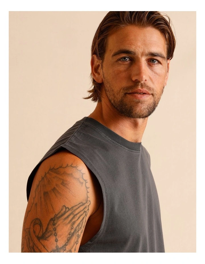 Essential Mason Muscle Tank in Charcoal image 4