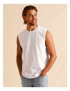 Essential Mason Muscle Tank in White
