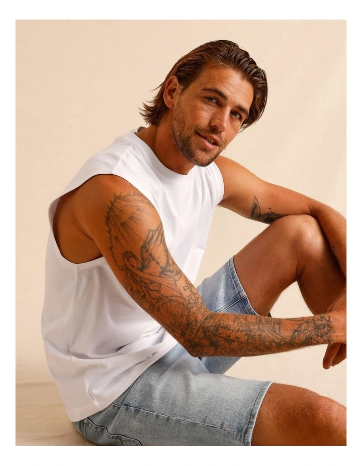 Essential Mason Muscle Tank in White image 2