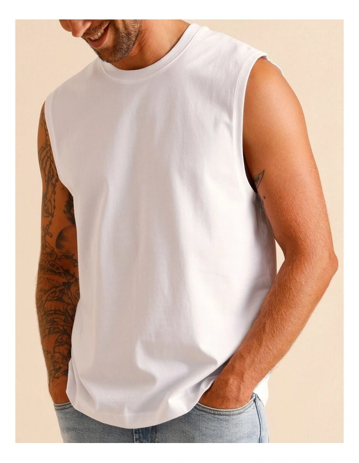 Essential Mason Muscle Tank in White image 6