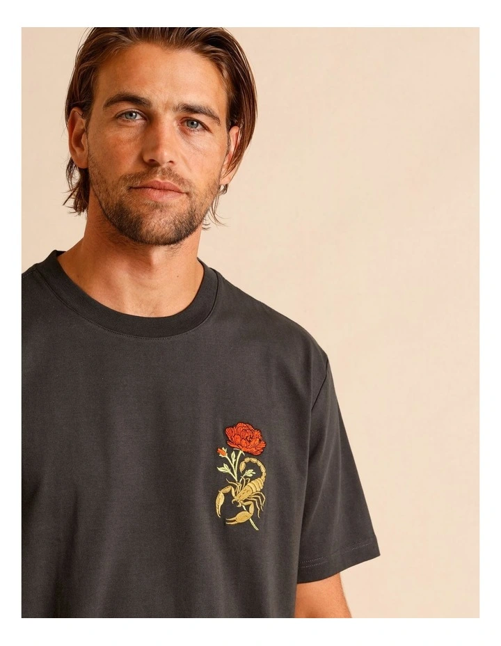 Hector Oversize Placement Print Tee in Charcoal image 2