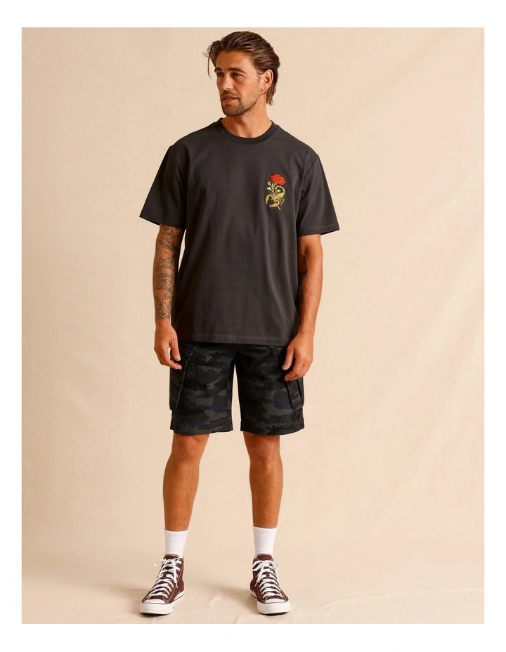 Hector Oversize Placement Print Tee in Charcoal image 3