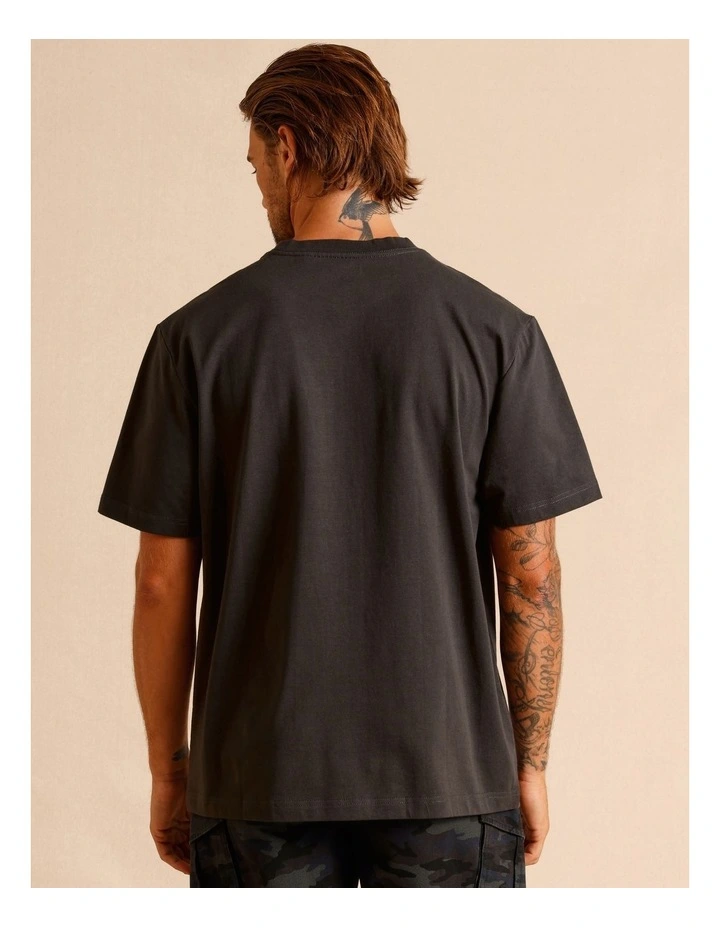 Hector Oversize Placement Print Tee in Charcoal image 4