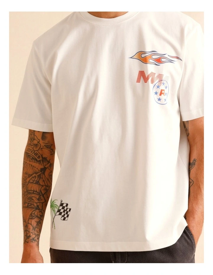 Pablo Placement Print Oversize Short Sleeve Tee in White image 2