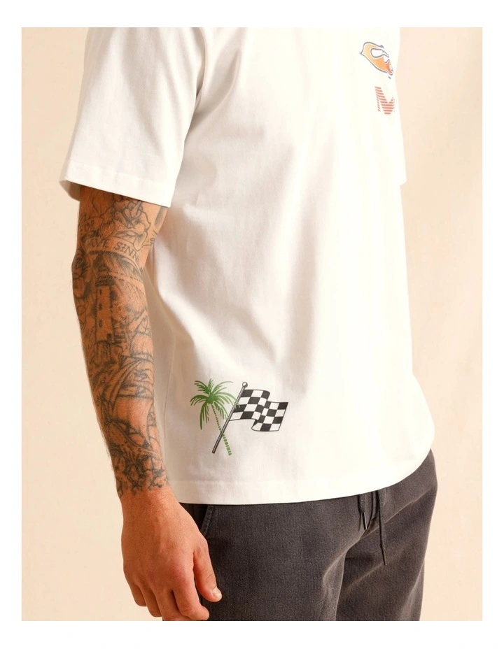 Pablo Placement Print Oversize Short Sleeve Tee in White image 4
