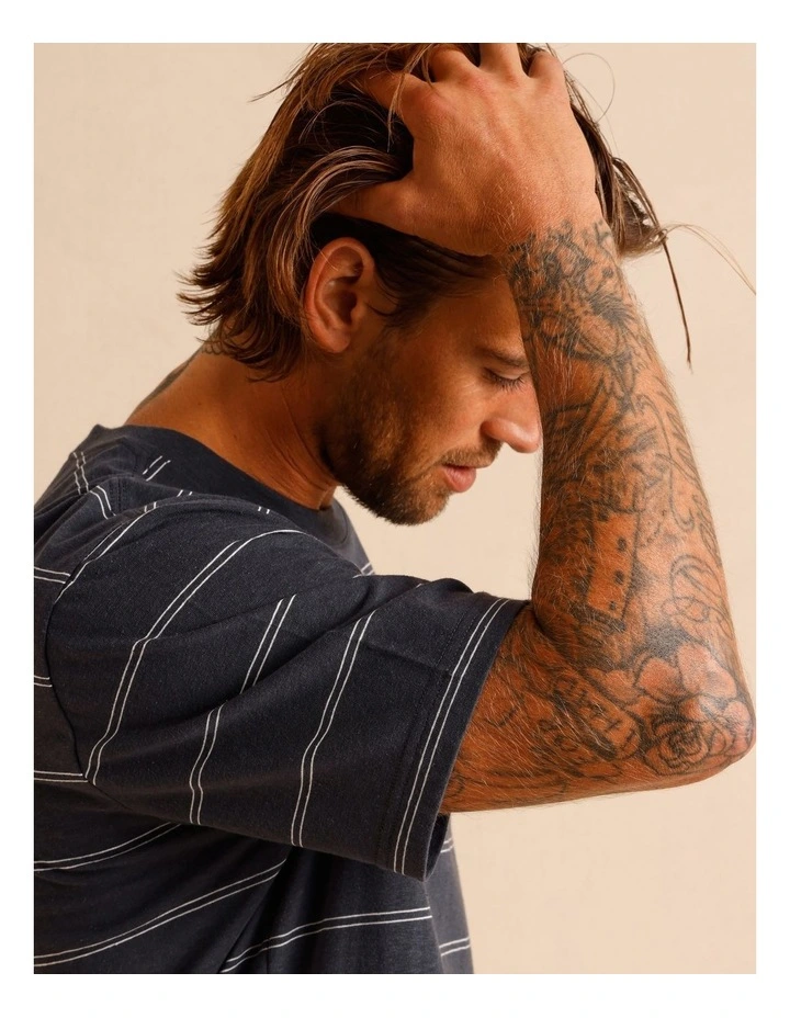 Stella Stripe Oversize Short Sleeve Tee in Blue image 4