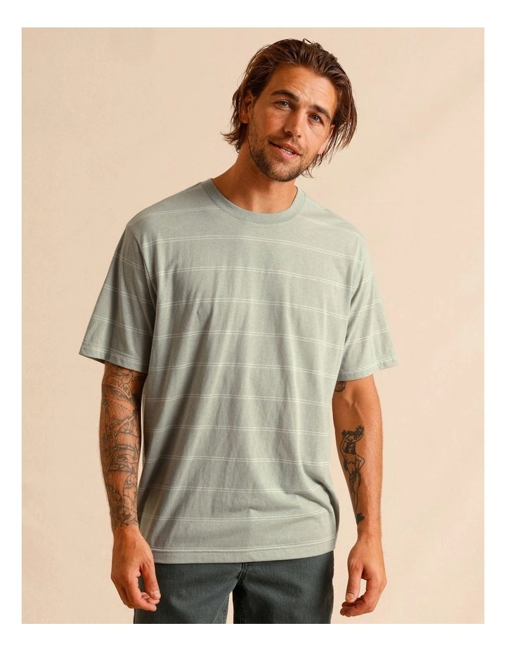 Stella Stripe Oversize Short Sleeve Tee in Sage image 1