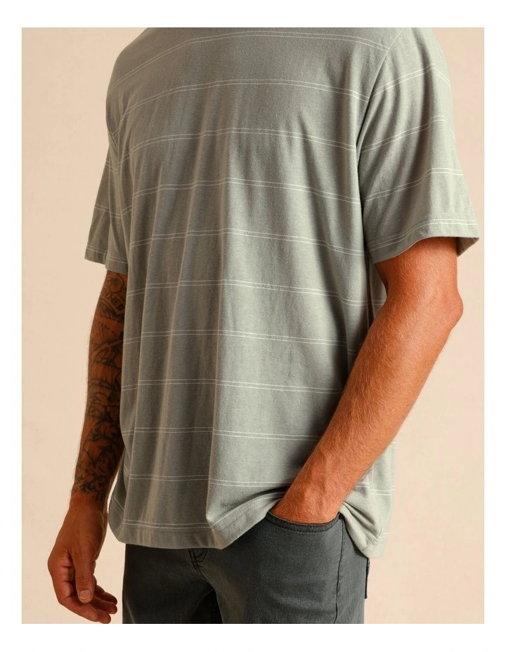 Stella Stripe Oversize Short Sleeve Tee in Sage image 4