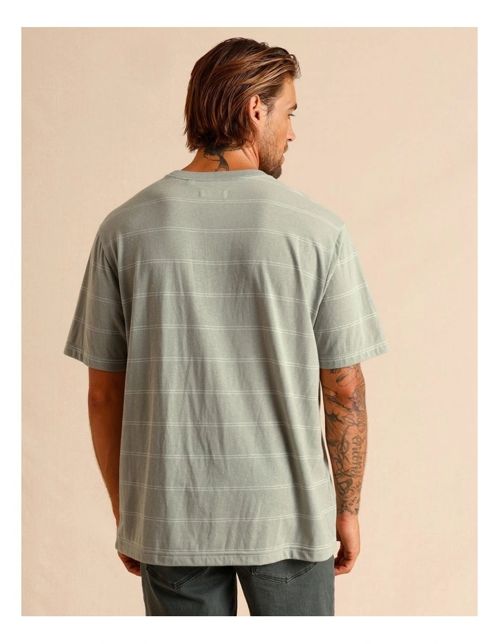 Stella Stripe Oversize Short Sleeve Tee in Sage image 5