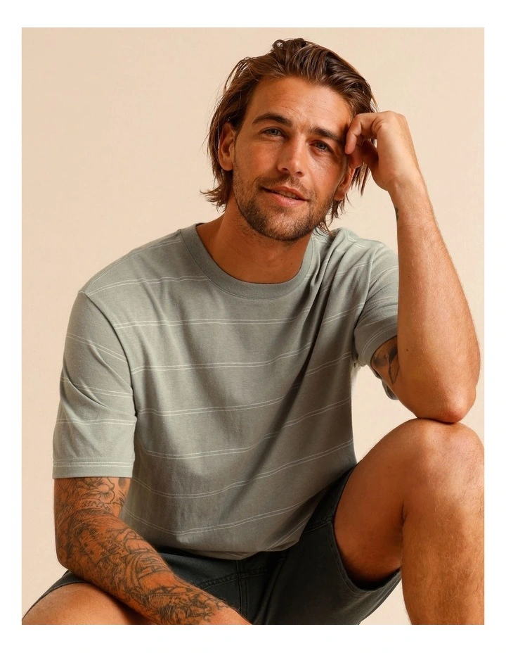 Stella Stripe Oversize Short Sleeve Tee in Sage image 6
