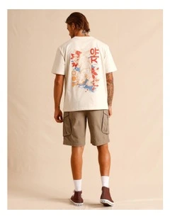 Halo Placement Print Oversize Short Sleeve Tee in Cream