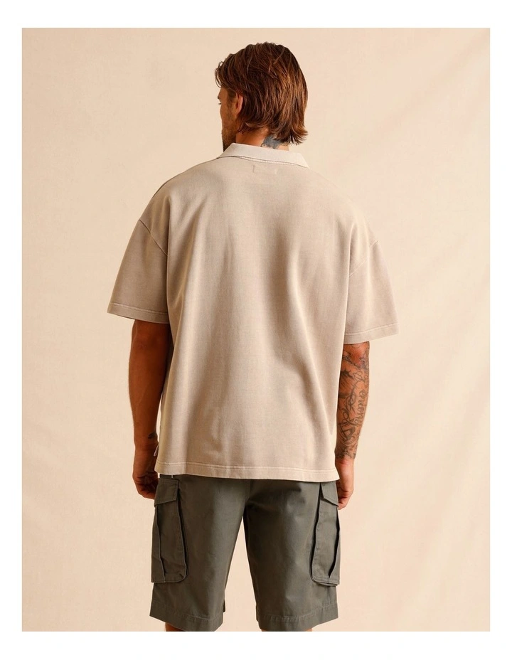 Gareth Garment Dye Oversize Polo in Sand image 6