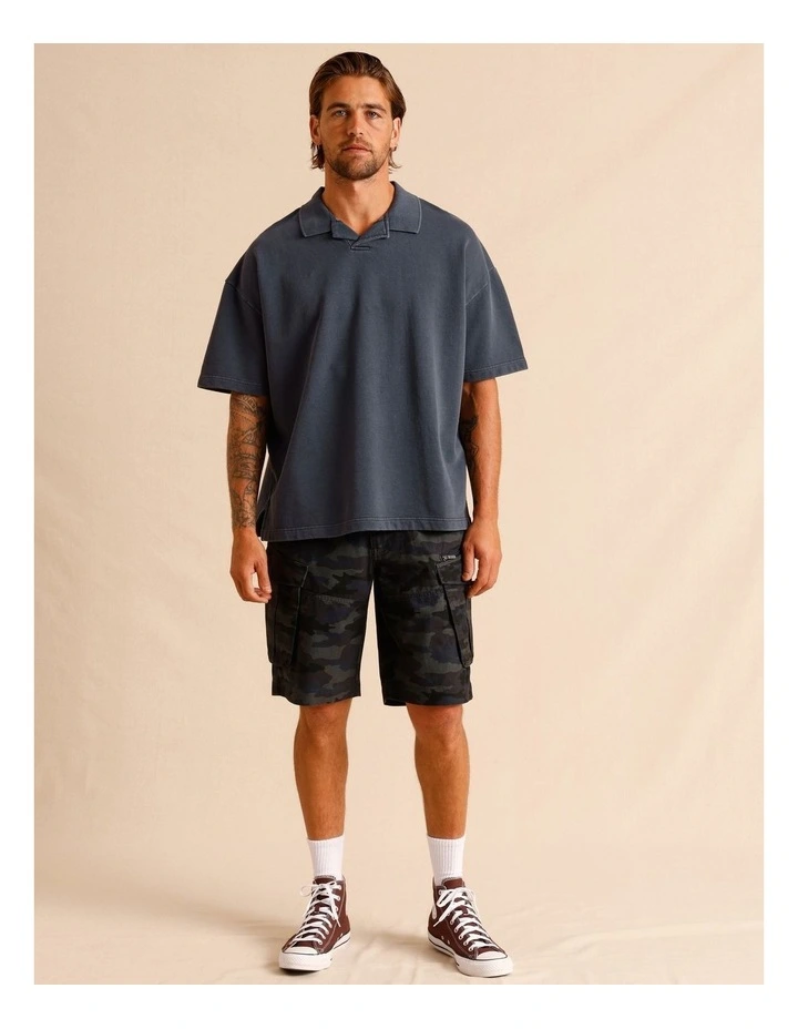 Gareth Garment Dye Oversize Polo in Steel image 3