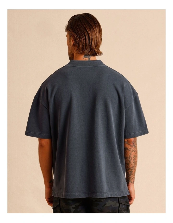 Gareth Garment Dye Oversize Polo in Steel image 5