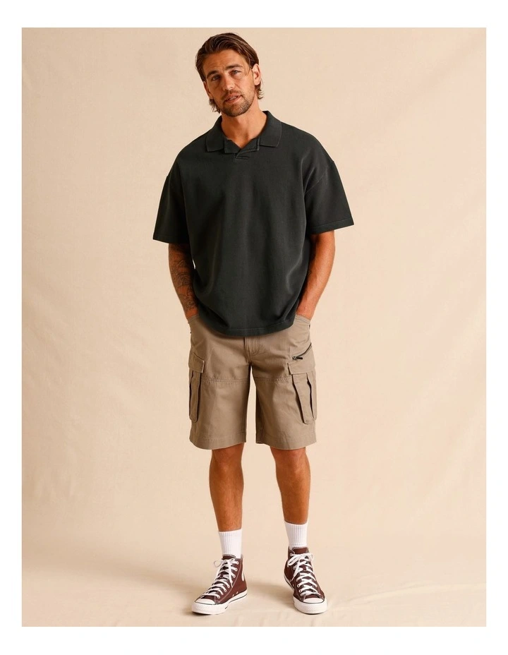 Gareth Garment Dye Oversize Polo in Charcoal image 3