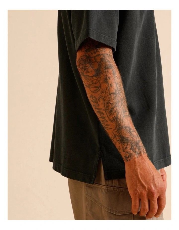 Gareth Garment Dye Oversize Polo in Charcoal image 4
