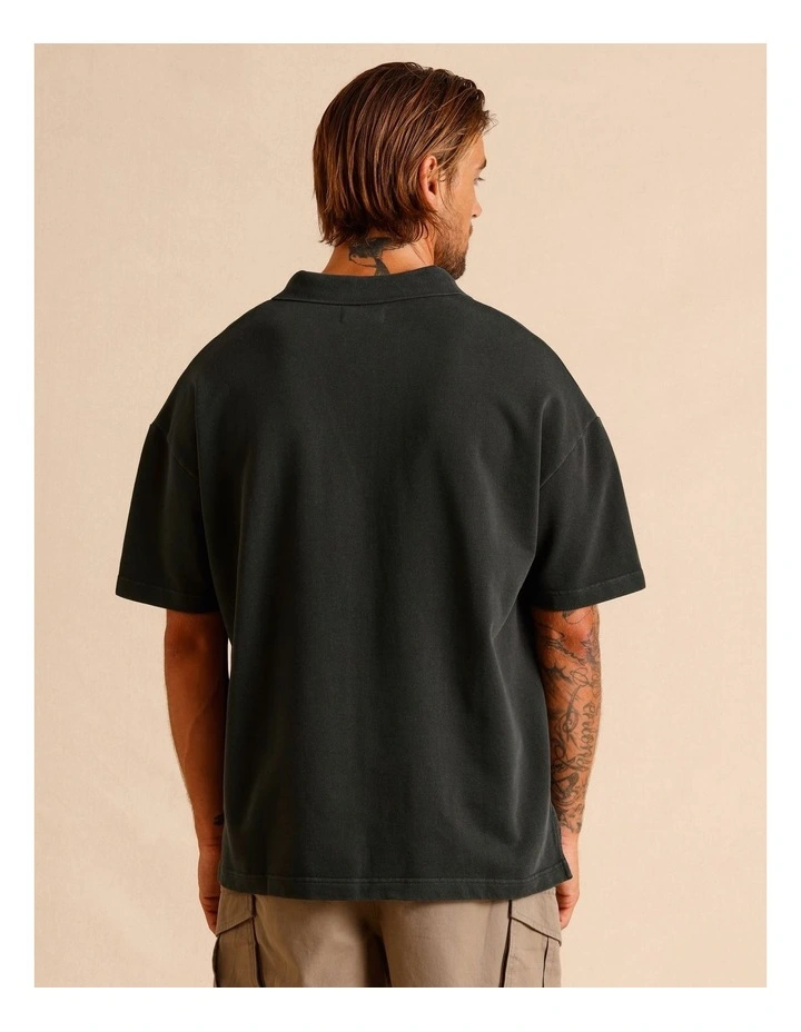 Gareth Garment Dye Oversize Polo in Charcoal image 5