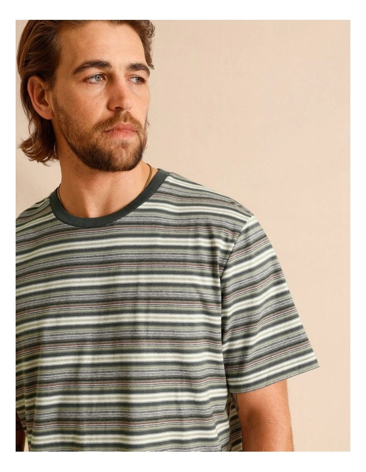Cayson Stripe Short Sleeve Tee in Forest image 2