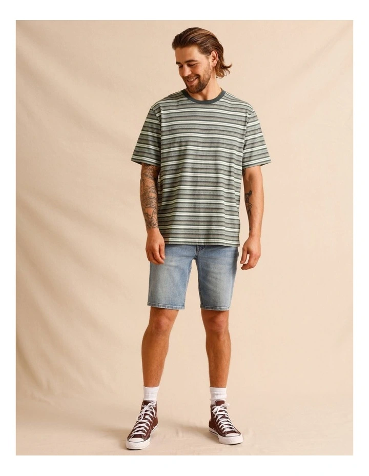 Cayson Stripe Short Sleeve Tee in Forest image 3