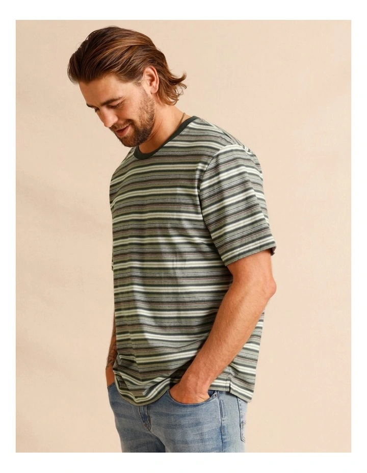 Cayson Stripe Short Sleeve Tee in Forest image 4