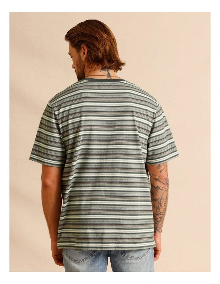 Cayson Stripe Short Sleeve Tee in Forest image 6
