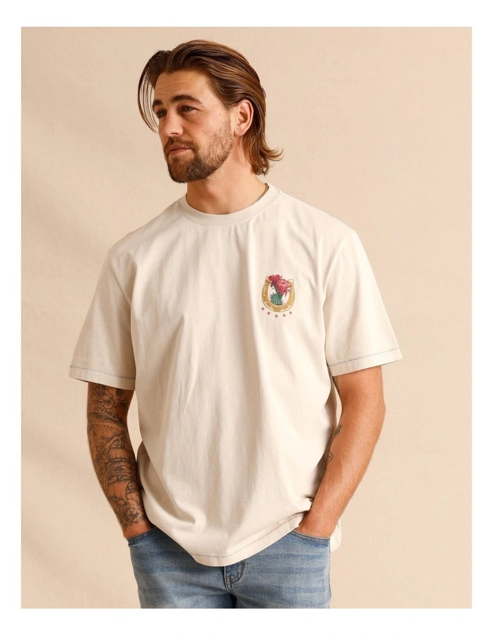 Selah Short Sleeve Print Tee in Natural image 1