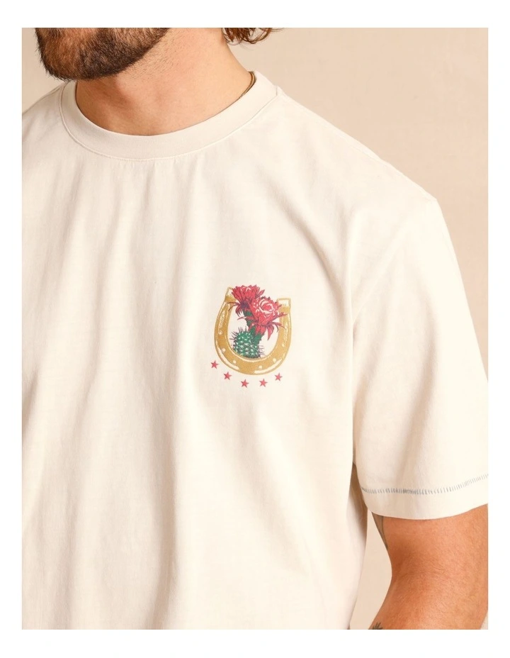 Selah Short Sleeve Print Tee in Natural image 5