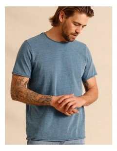 Denim Texture Short Sleeve Tee in Denim