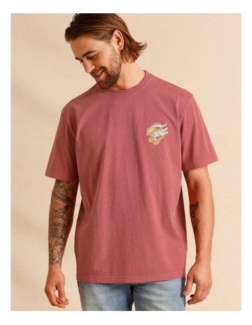 Simone Short Sleeve Print Tee in Raspberry