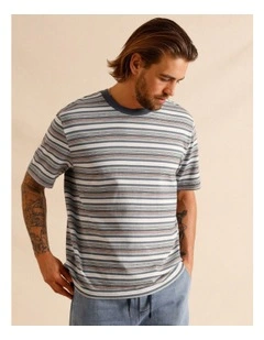 Cayson Stripe Short Sleeve Tee in Blue