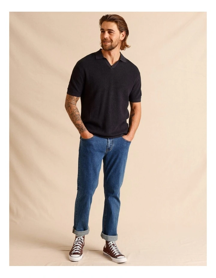 Thorne Knit Short Sleeve Polo in Charcoal image 2