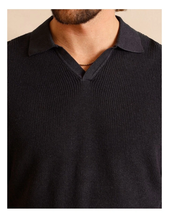 Thorne Knit Short Sleeve Polo in Charcoal image 4